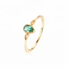 Dainty thin band pear birthstone 14K solid gold emerald ring
