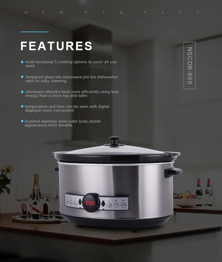 Hot Sell Warm Temperature Crockpot 7quart Auto Function Top Rated Programmable Slow Cookers