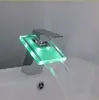 Modern LED glass water faucet with temperature sensor blue, green red colors