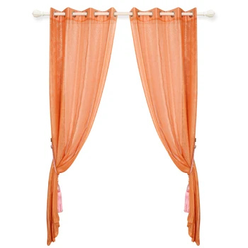Arabic Bright Tulle Fabric Linen Sheer Curtains For Living ...