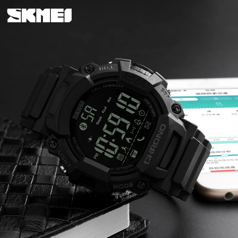 SKMEI Hot Selling Alibaba Com Calorie Counting Black Smart Watches For Men