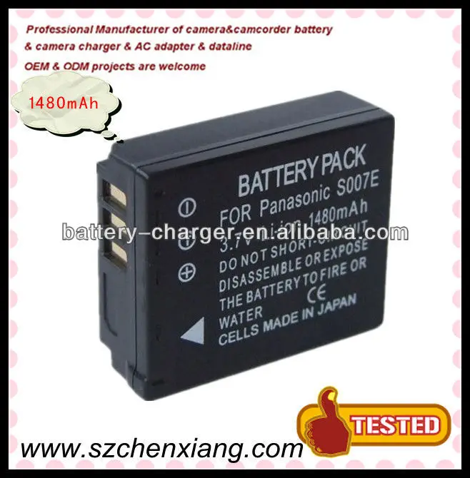 For Panasonic camera battery CGA-S007E S007