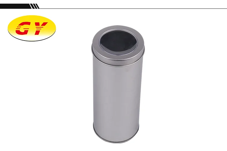Custom design cylinder silver vintage tea tin cans