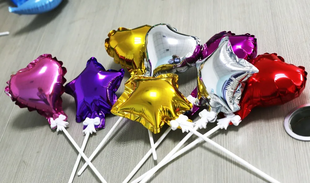 Hot Sale Mylar Custom Foil Balloon Stick Star Heart Number Shape Mini
