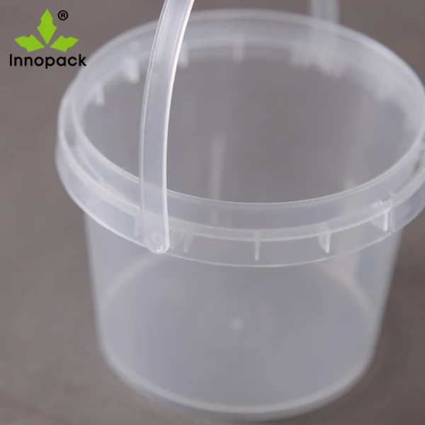 Mini Clear / White 900ml Plastic Food Grade Bucket With Handle For Ice