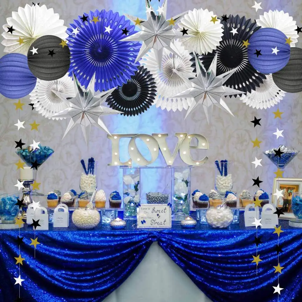 Meilun Hanging Party Decoration Set Of Paper Fans Star Garland