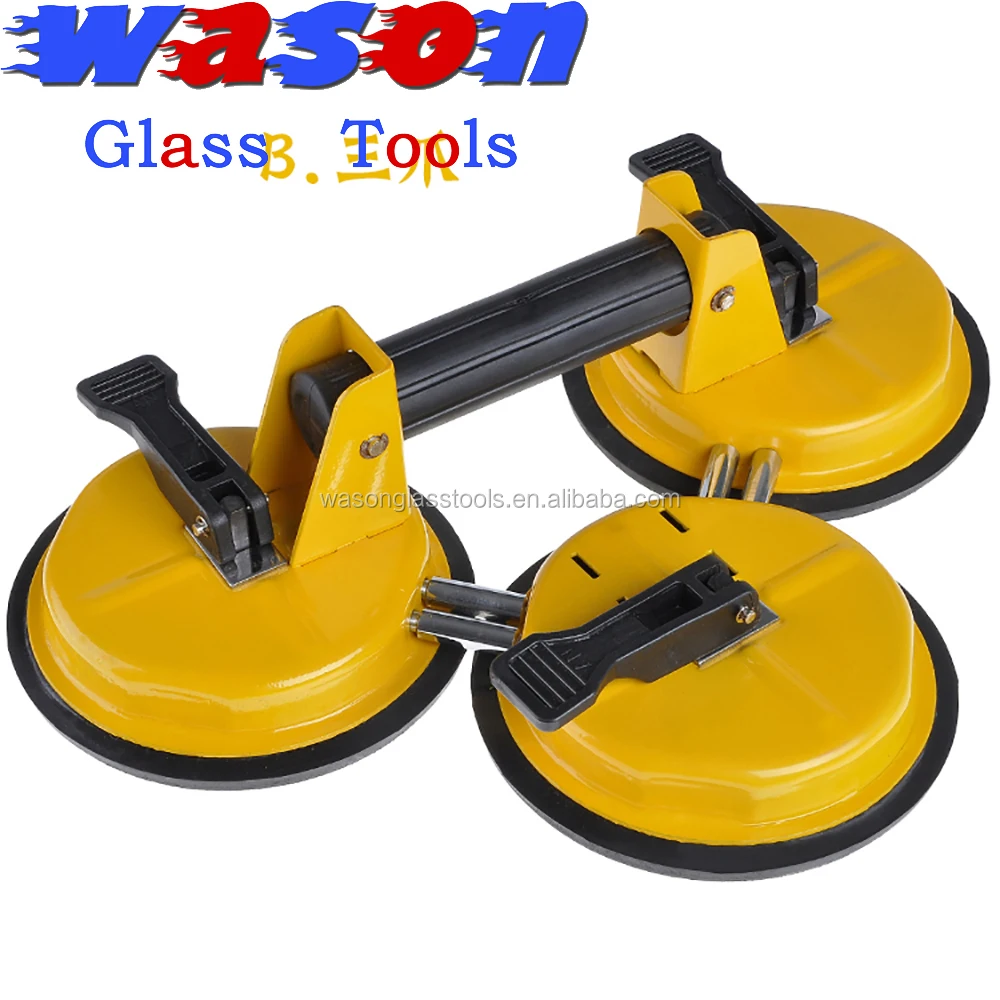 Max Capacity 230kg Black Powerful Glass 3cup Suction Cups For Lifting