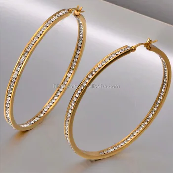 Latest Fashion Women Gold Earring Designs Circle Hop Statement Latest Fashion Women Gold Earring Designs Circle Hop Statement Crystal