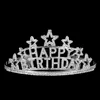 Beautiful Happy Birthday Hair Crown Custom Star Shape Crystal Rhinestone Tiara for Kids