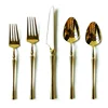 Hot Sale Stainless Steel Titanium Mirror Polish Gold Cutlery for Wedding or Party Equipment Supply Rental Copper Flatware Set