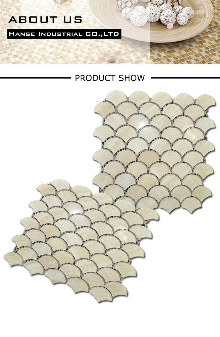 fancy waterjet fan shaped mosaic tile