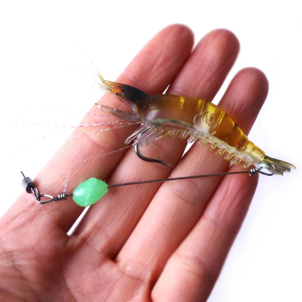 8cm 5.3g Custom Bionic Soft Plastic Shrimp Fishing Lure Luminous Prawn