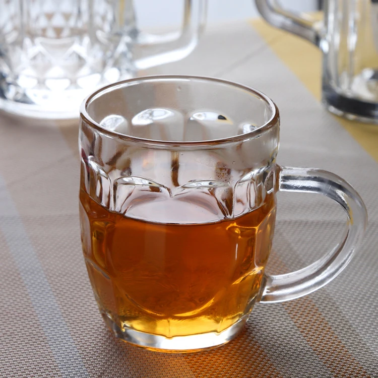 
Pineapple Shape Dimple Stein Glass Beer Mug With Handle 