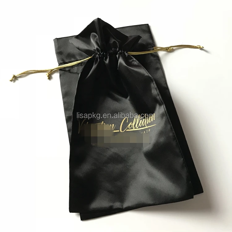 Custom Black Small Satin Bags Hair Extension For Eyelash Box Germany Quality The