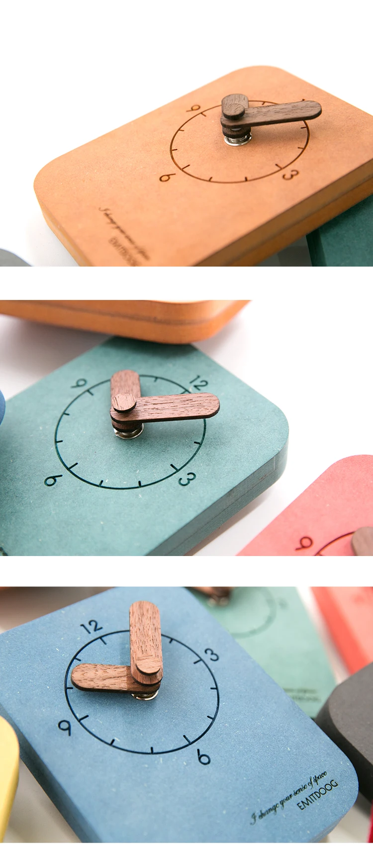 Fashion Design Custom Mini Wood Antique Clock Desk Quartz Silent Square