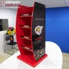 Floor wooden coffee cup display rack with sides graphic
