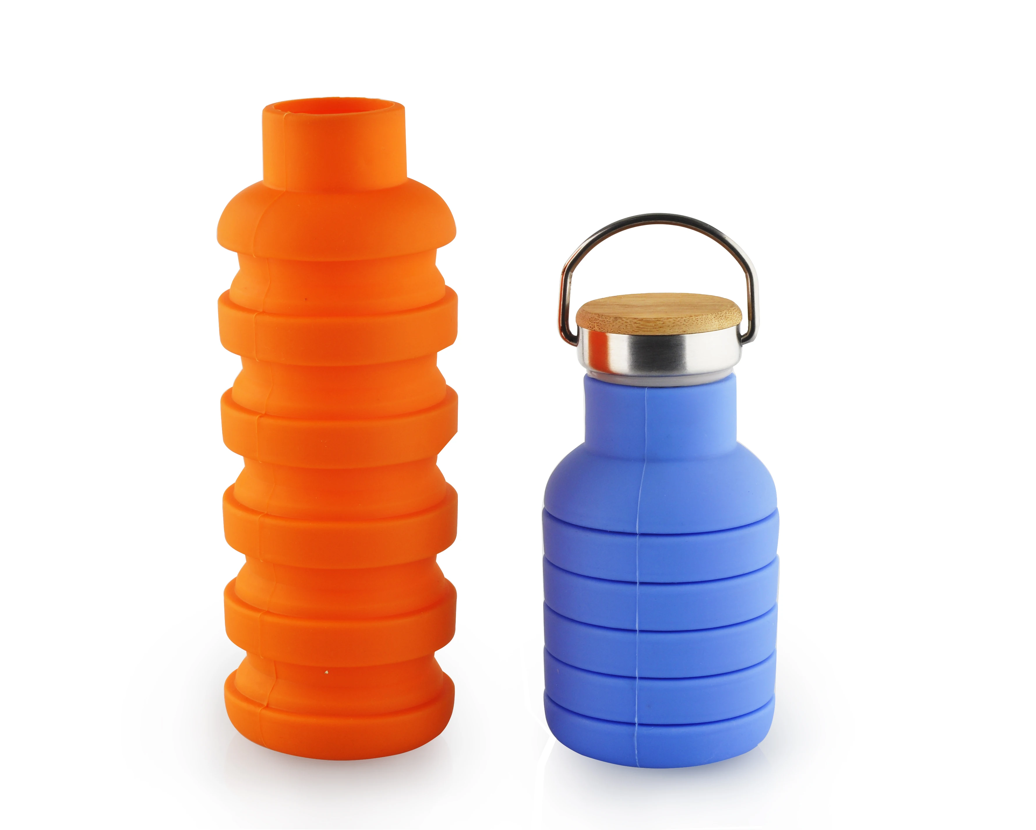 Wood Lid Expandable Collapsible Folding Water Bottle Travel Sports ...