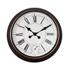 A Clock with a Metal Effect Outdoor Garden Wall Clocks Surround Built in Thermometer