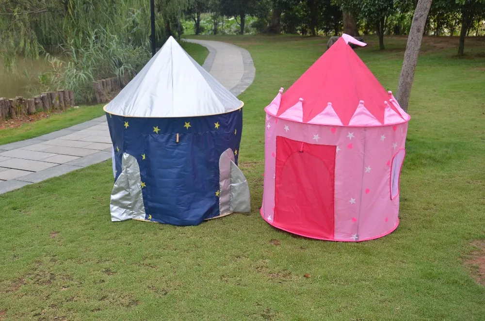 儿童游戏帐篷-蓝色粉红色王子城堡儿童帐篷-室内户外折叠带手提袋隧道