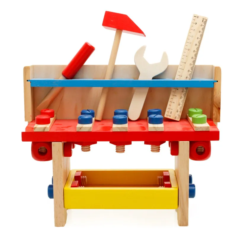 Baby Toys Children Educational Garden Tool Toys Project Combines Workbench Multifunctional Nut Wooden Toys Birthday Gift