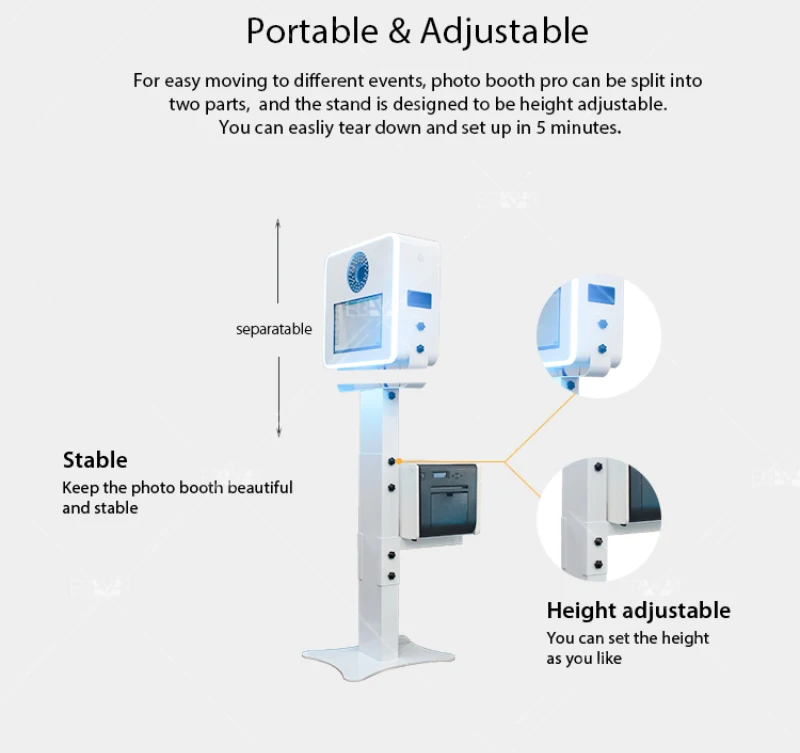 Amazing portable robot photo booth shell take photo with family and friends