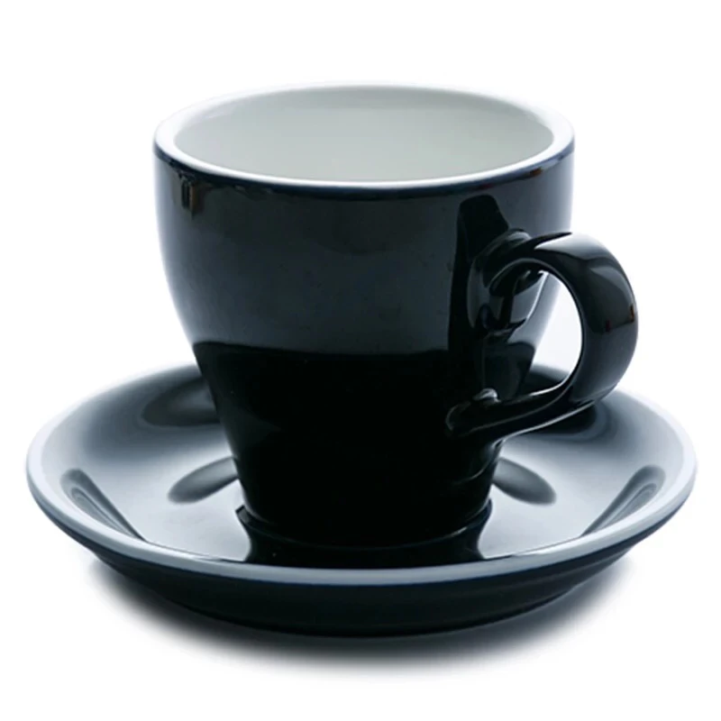 Beautiful colored french style small espresso cappuccino ceramic coffee cup with saucer
