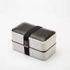Classic style BPA free food grade PP double layers rectangle leak proof dishwashing safe tiffin box bento lunch box with cutlery