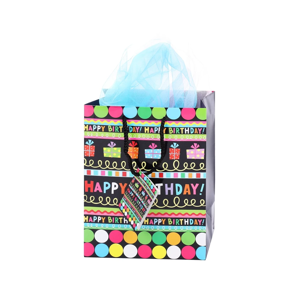 Customized Lovely Handmade Large Capacity DIY Birthday Gift Packing Bags With Small Card