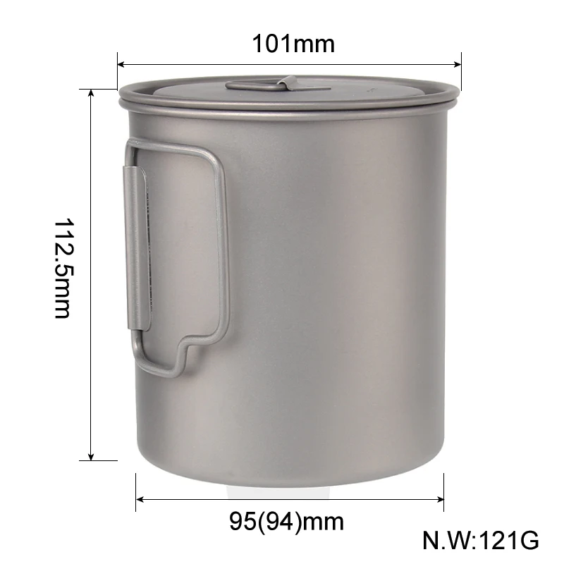 Camping and Hiking Ultralight 750ml Titanium Mug Titanium Cup Travel Coffee tea mug Portable Ultralight tableware