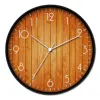 2019 new personality wood grain clock face dial design theme plastic oem wall clock for gifts