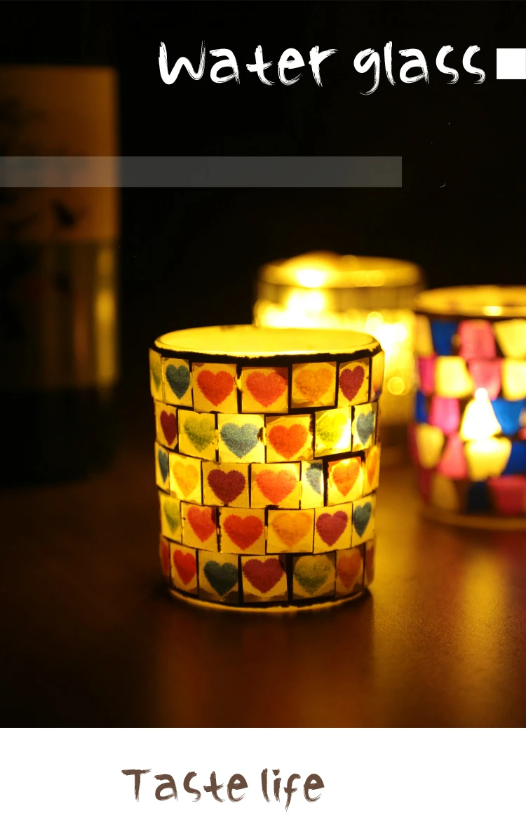 Unique turkish handmade glass mosaic candle holder for home decoration and wedding