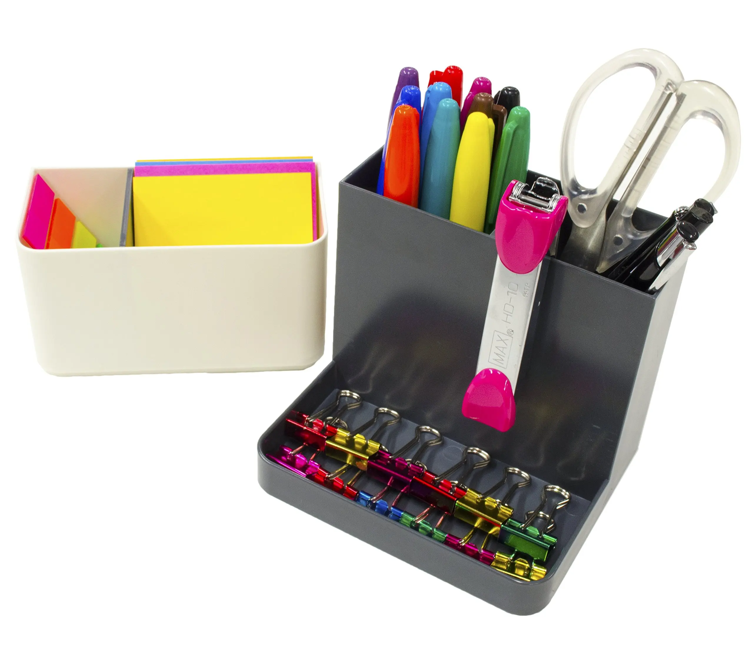 STYLIO Desk Organizer - Desktop Caddy, Pencil Holder for Office/ Home/ Teaching/ School Supplies - Storage for Cubicle Accessories, Pen, Markers, Paper Clips, Crayons, iPhone - Classroom Organization