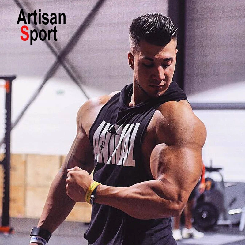 men gym wear 2019 New Men Bodybuilding Cotton Tank top Gyms Fitness Vest Sleeveless Hoodie Casual Fashion Workout Clothing