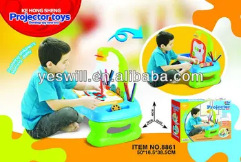 Funny 4 In 1 Kids Learning Desk With Projector Boys Style Plastic