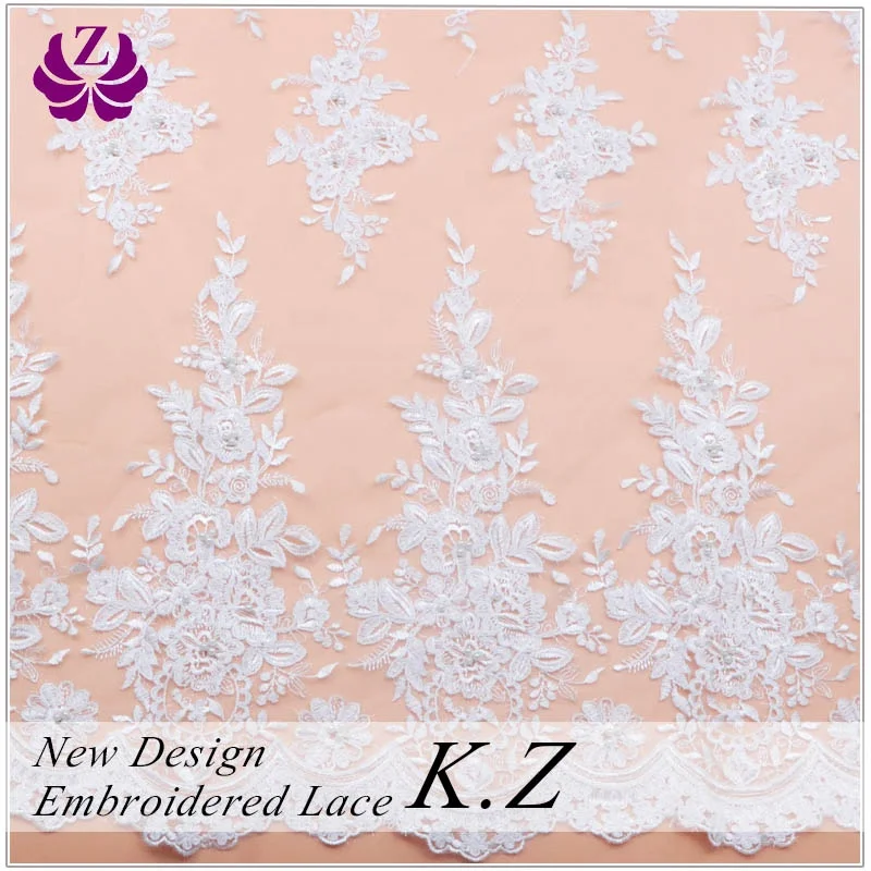 Wholesale Factory Directly Sales Chiffon Bridal Beaded White Lace