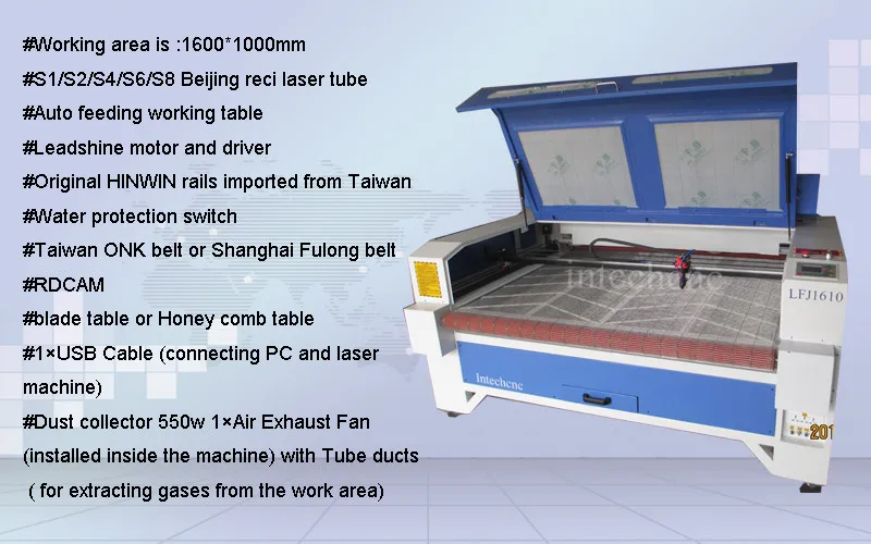 CE approval 1610 auto feeding fractional co2 laser equipment/glass laser cutting machine
