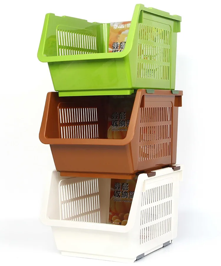 New Product Kitchen Plastic Stackable Vegetable Storage Baskets Buy