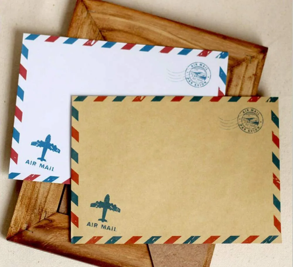 a7 self-sealing gummed vintage airmail style invi