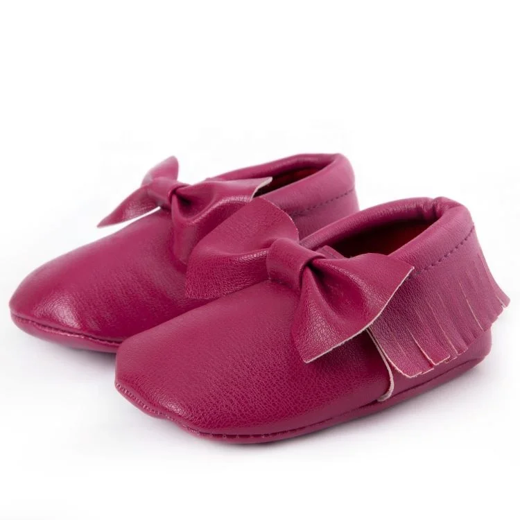 Butterfly-Knot Design Soft Sole Leather Baby Moccasins Shoes For Boys And Girls Unisex