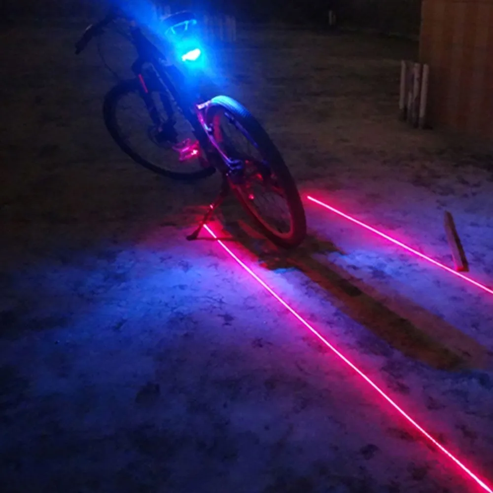 2 Laser 5 LED Flashing Lamp Light Rear Cycling Bicycle Bike Tail Safety Warn GB 
