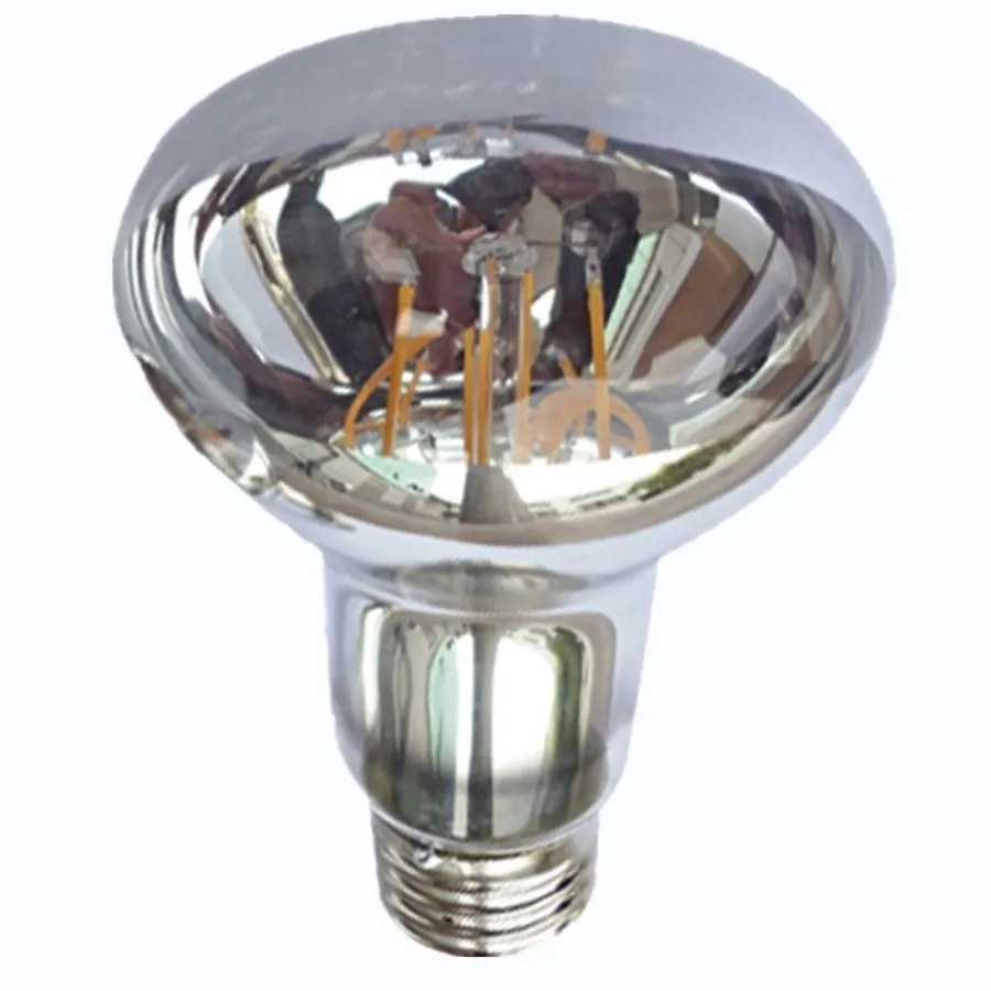 New 2016 LED filament silver light bulb e14 e27 Edison half mirror globe 2w 4w 6w warm cold white