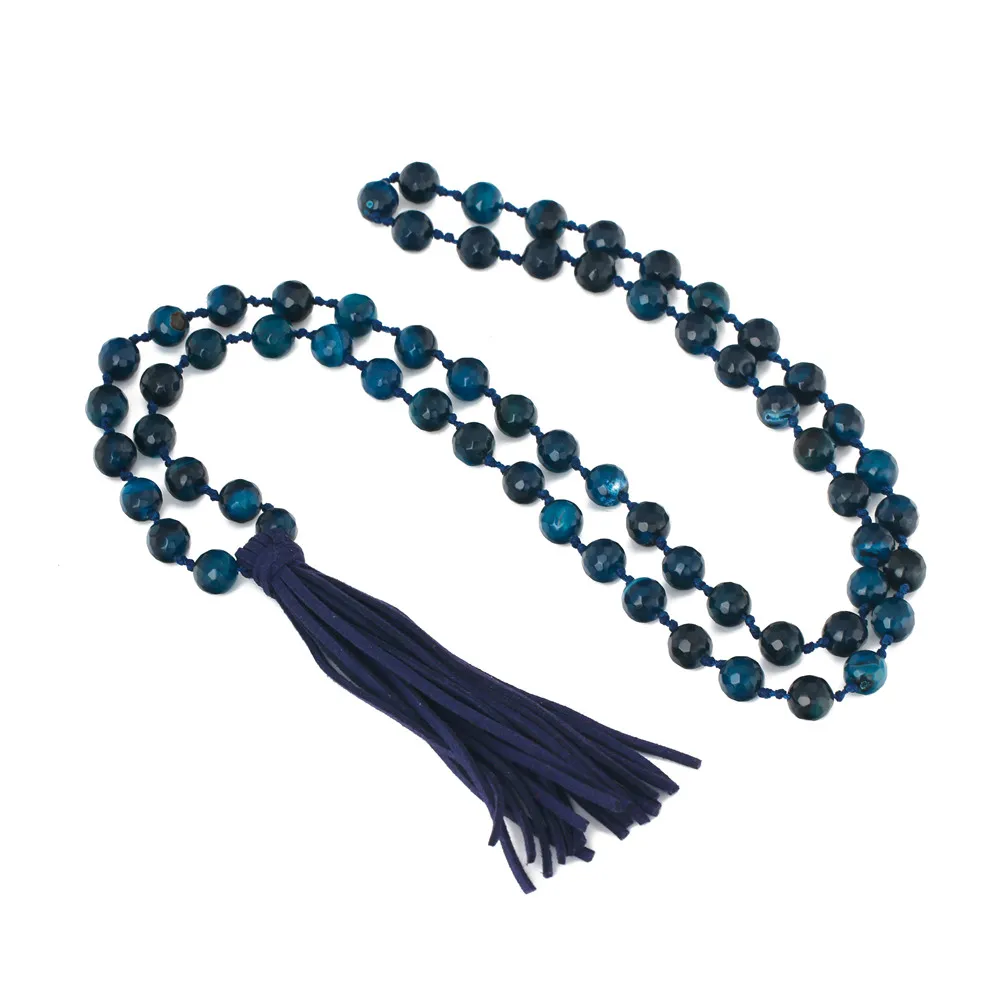 blue agate stone necklace