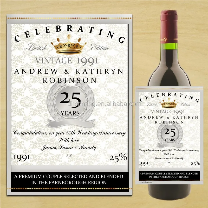Custom Gold Foil Wine Label,Wine Bottle Label Paper Size Printing