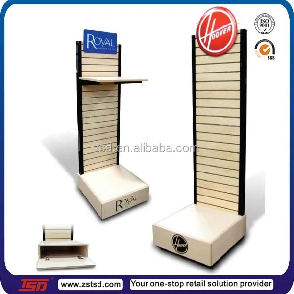 Custom Retail Store Floor Standing Wooden Slatwall Ribbon Display Stand