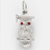 Lovey Graduation Owl Charm Ren Stones Eyes Symbol Wisdom / Knowledge Pendant Charms