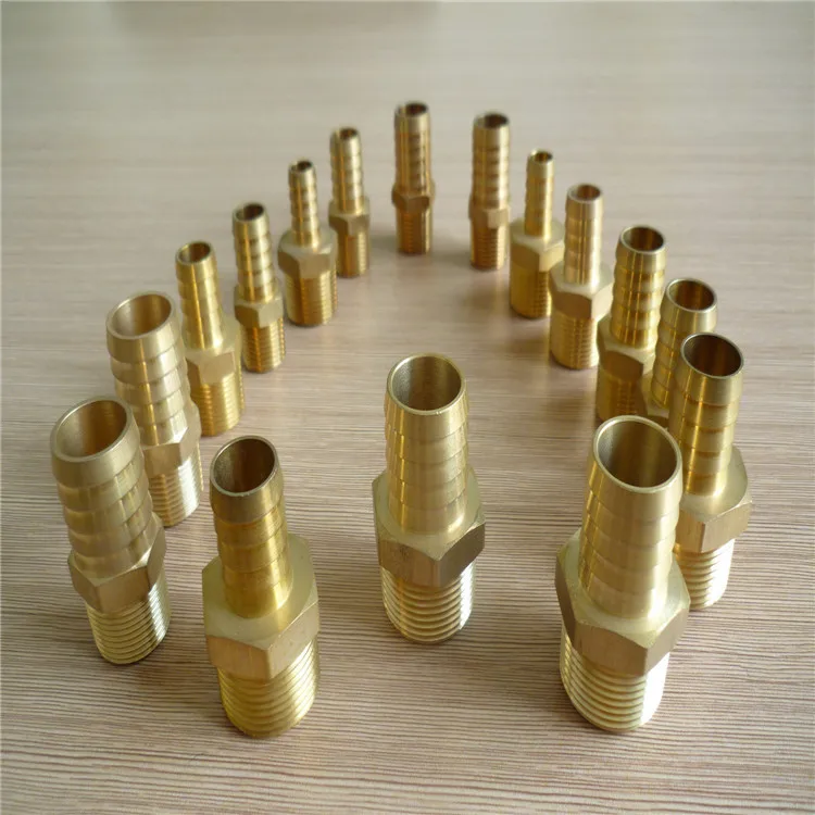 NPT BSPT brass male thread to 1/8&quot; 3/8&quot; 1/2&quot; hose barb ,brass hose connector with id 1/8&quot; -3&quot;
