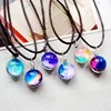 OEM Pattern DIY Necklace Leather Chain or Vintage Gold Plated Chain Sky Galaxy Astronomy Glass Ball Pendant Necklace