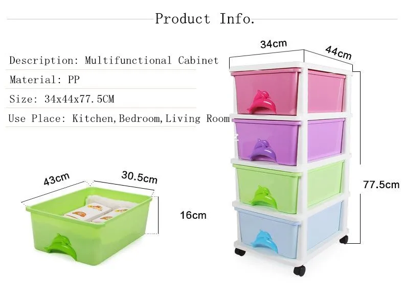 Household 2-size layer 5 layers cheap plastic cartoon filing bedroom kids storage cabinet toy