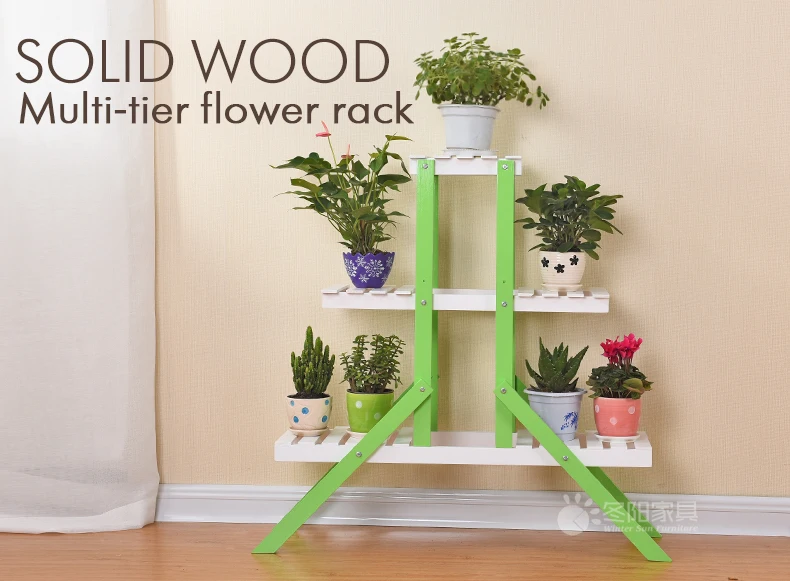 Wooden flower shelf rack potted plant holder