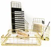 Gold Desktop Office Supplies Organizer Set 4 Piece -Letter Sorter, Paper Tray, Pen Cup, Magazine File Stationery Decor Storage